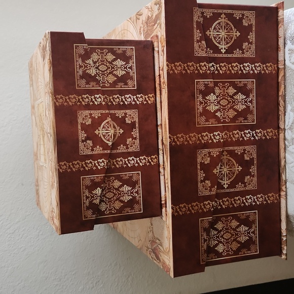 Set 2 Nesting Stackable Decorative Storage Box  Old World Map Design New - Picture 2 of 13